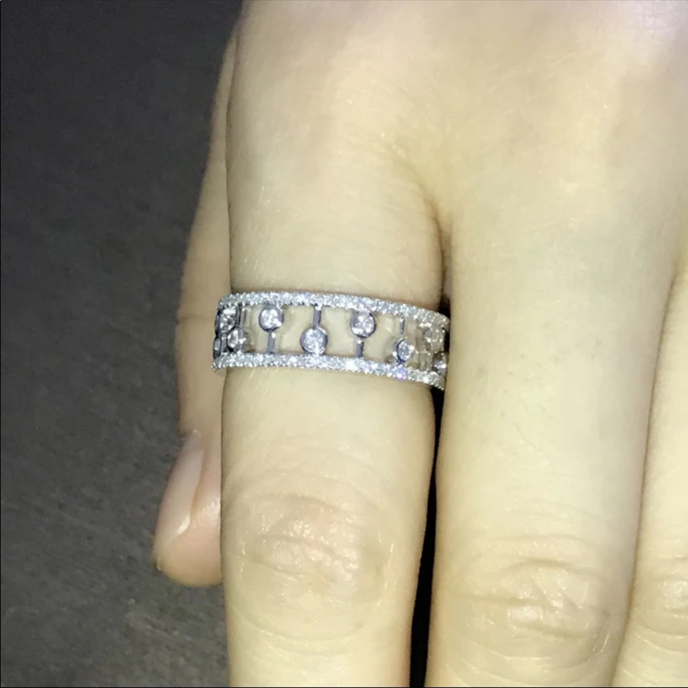 New Women’s 925 Silver Eternity Diamond Halo Ring - Picture 6 of 6